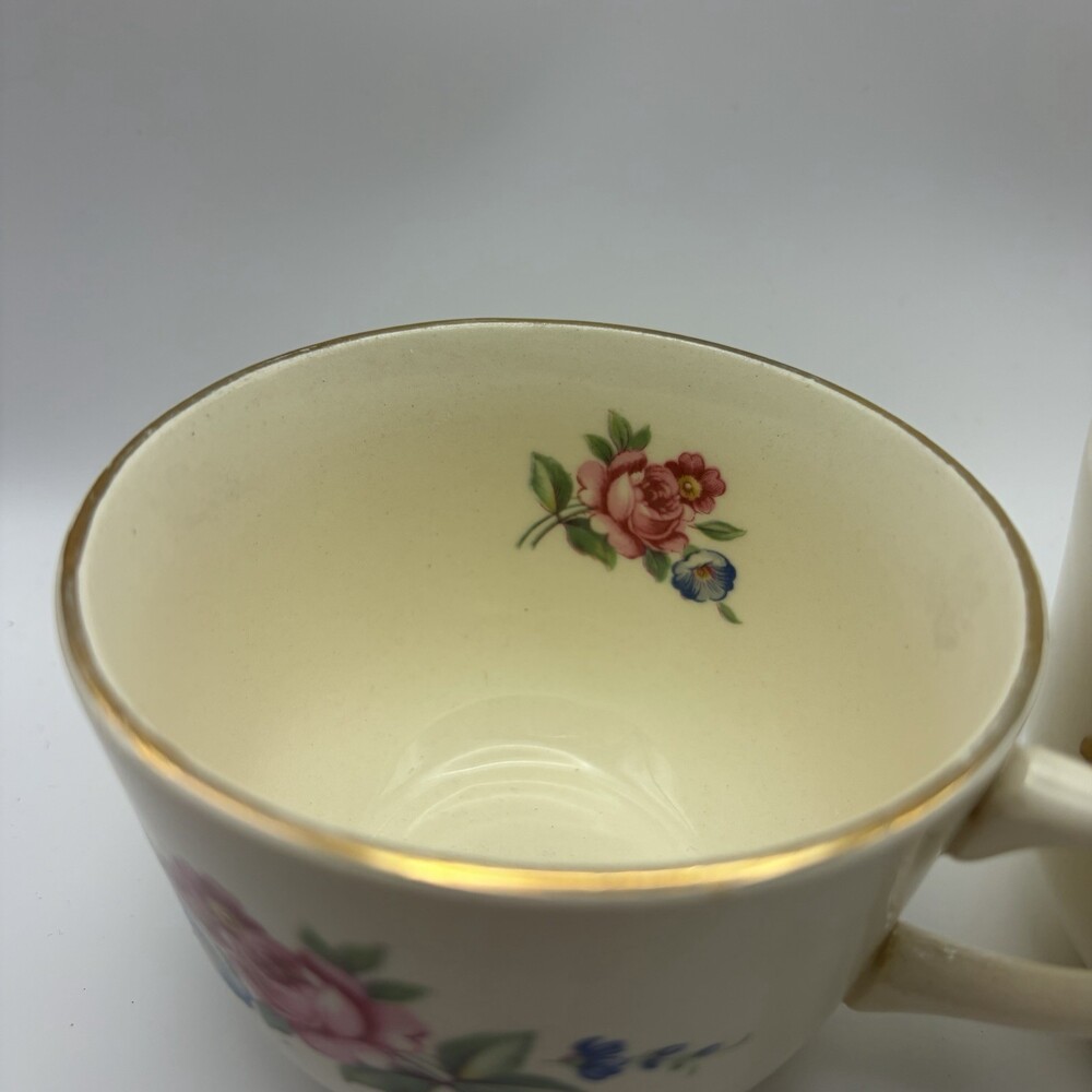 Hazel Flat Cups By SCIO Lot Of 2 Floral USA - Picture 2 of 9